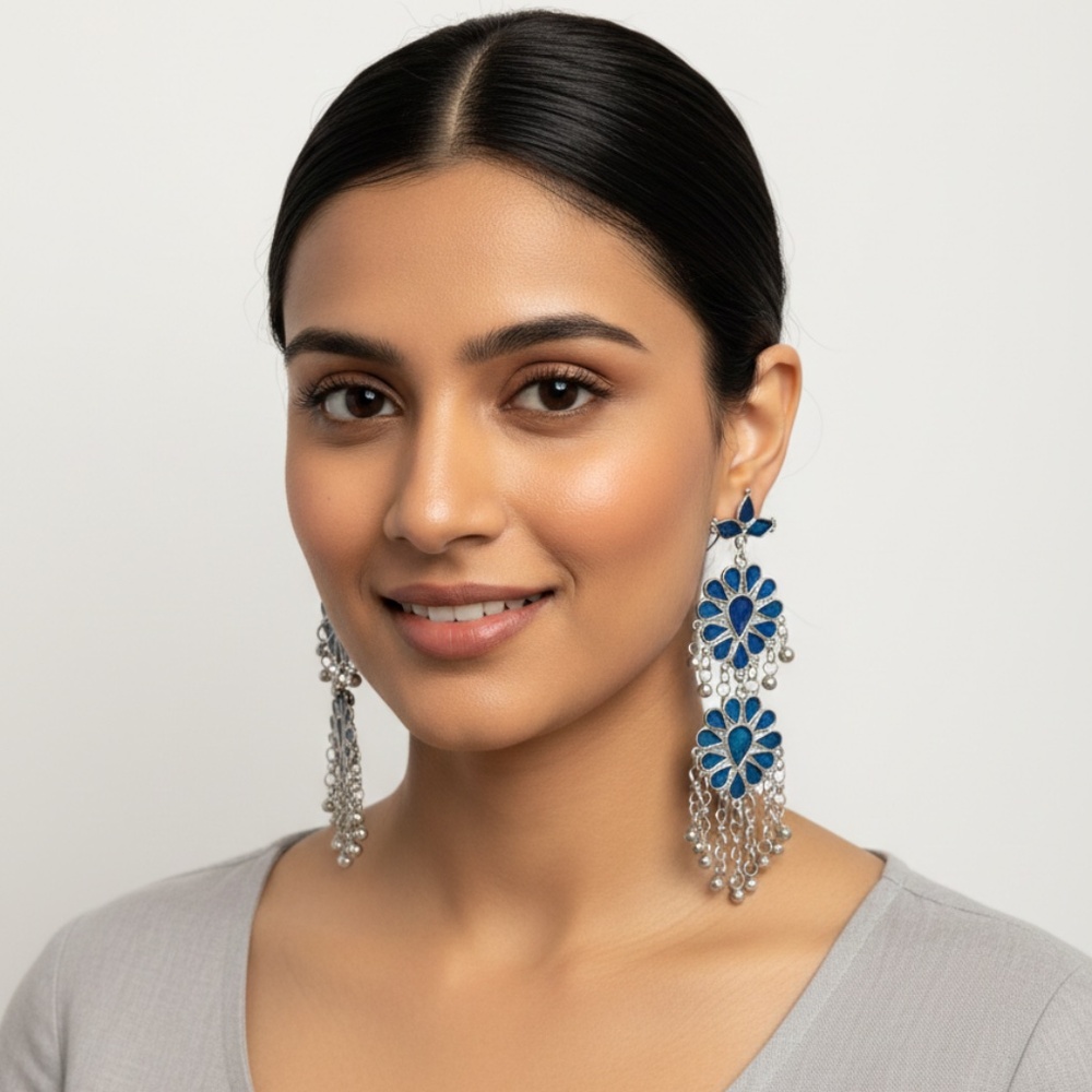 Sara Blue Chunky Earrings